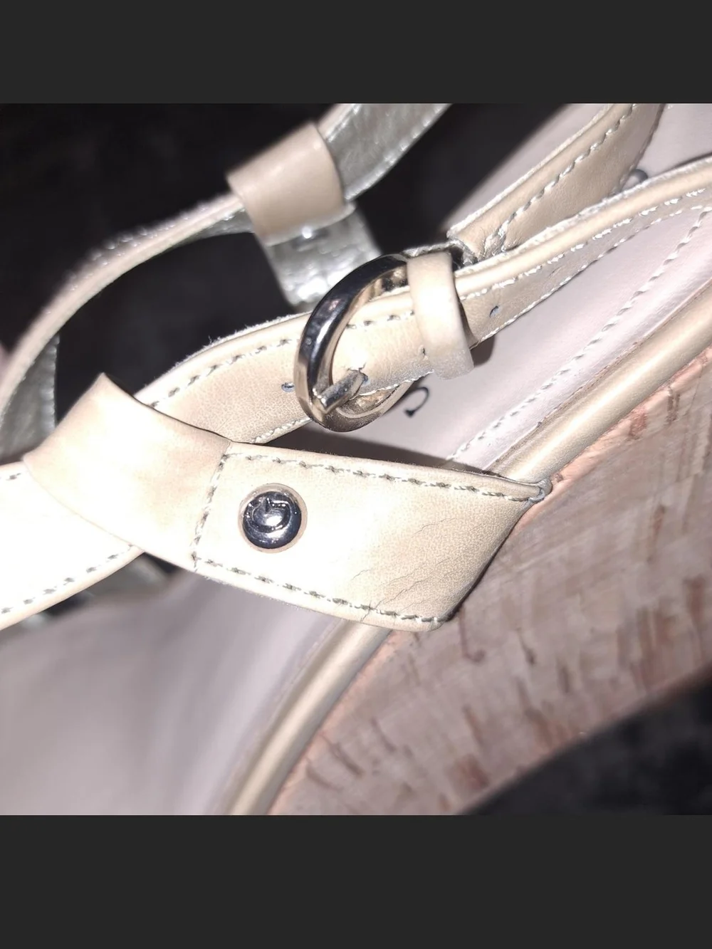GUESS Women's Beige Strappy Slingback Sandals